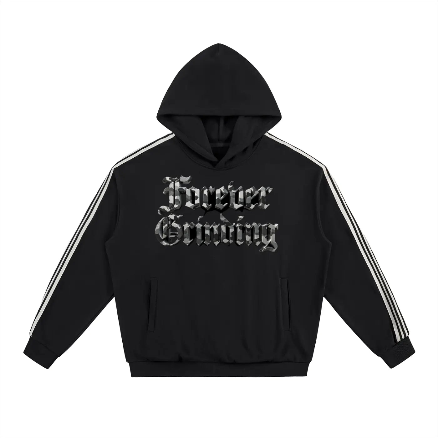 Black Side Stripe Drop-Shoulder Hoodie ODMPOD