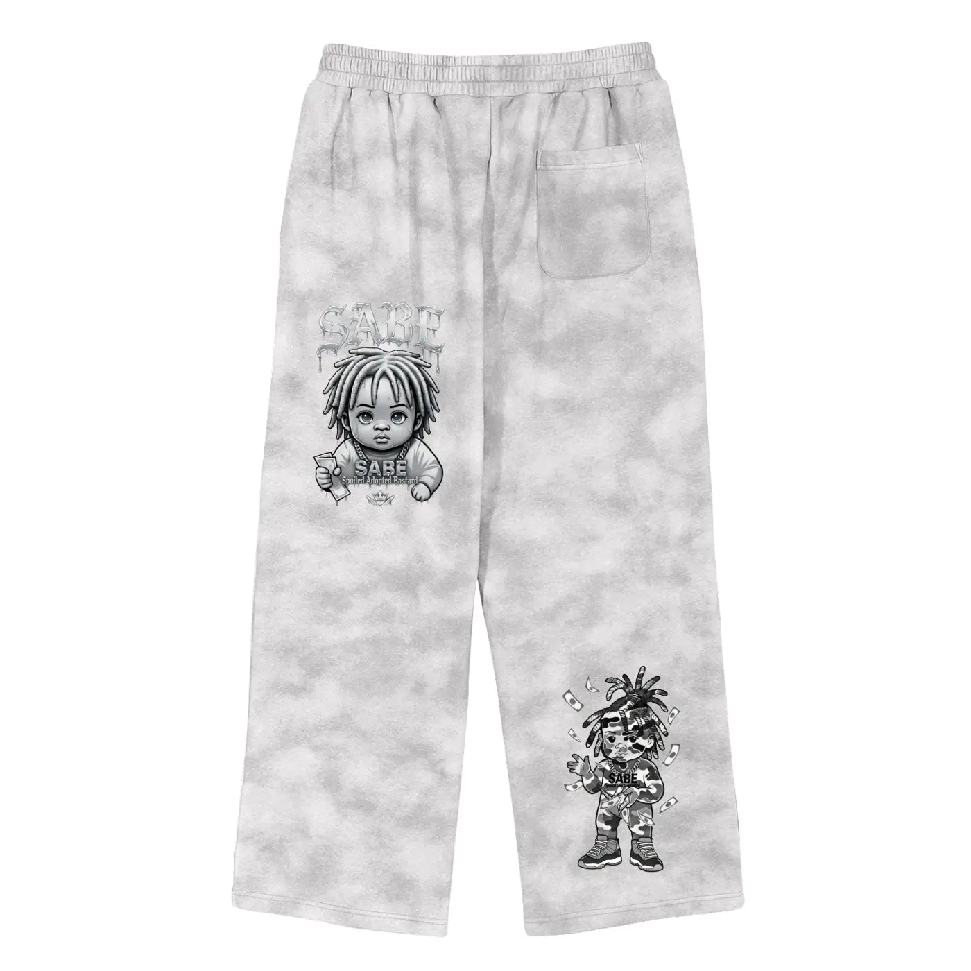 Flower Gray Dirty Washed Fleece Sweatpants ODMPOD
