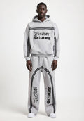 Flower Gray Sun Fade Contrast Tape Fleece Hoodie & Jogged Sweatpants