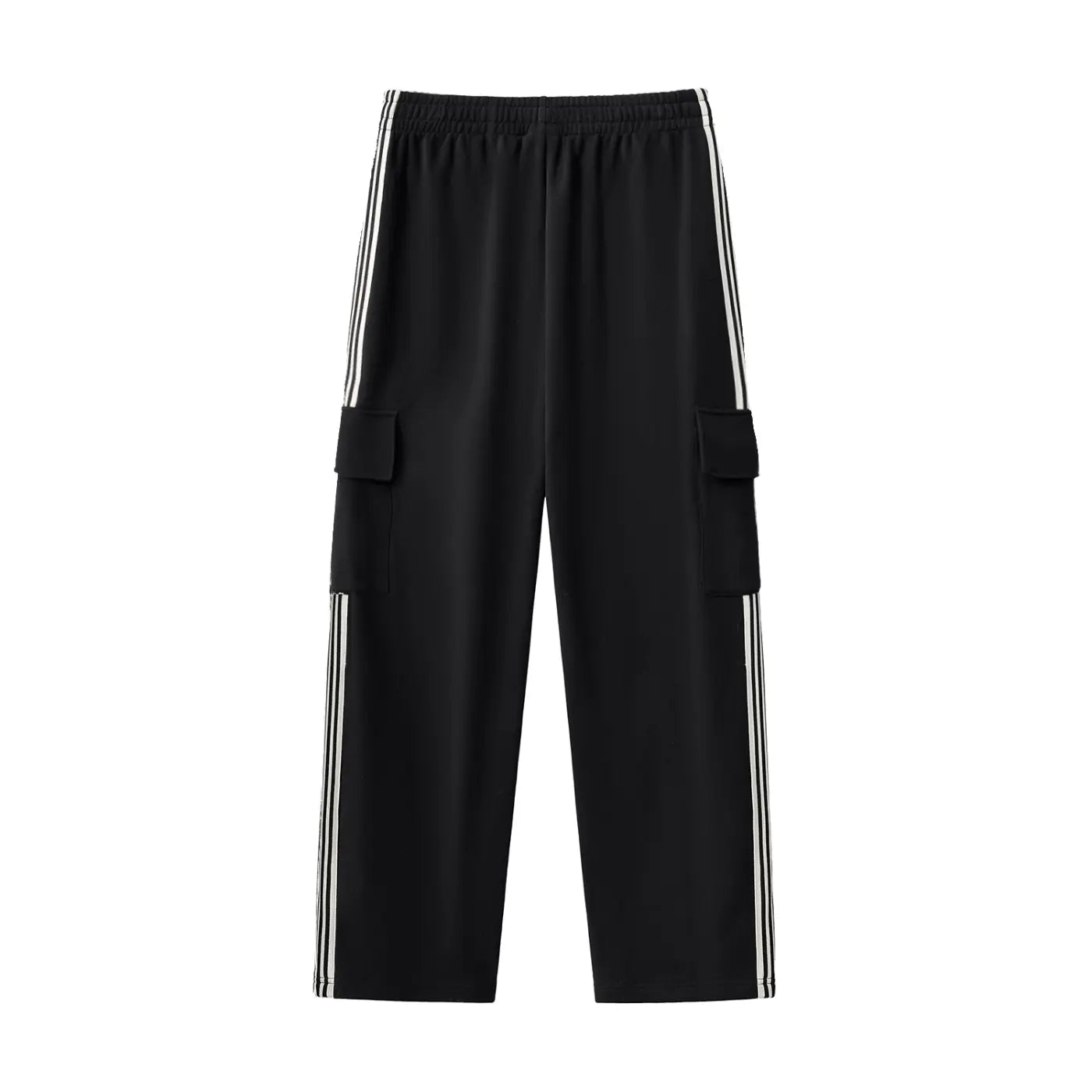 Black Side Stripe Straight-Leg Pants ODMPOD