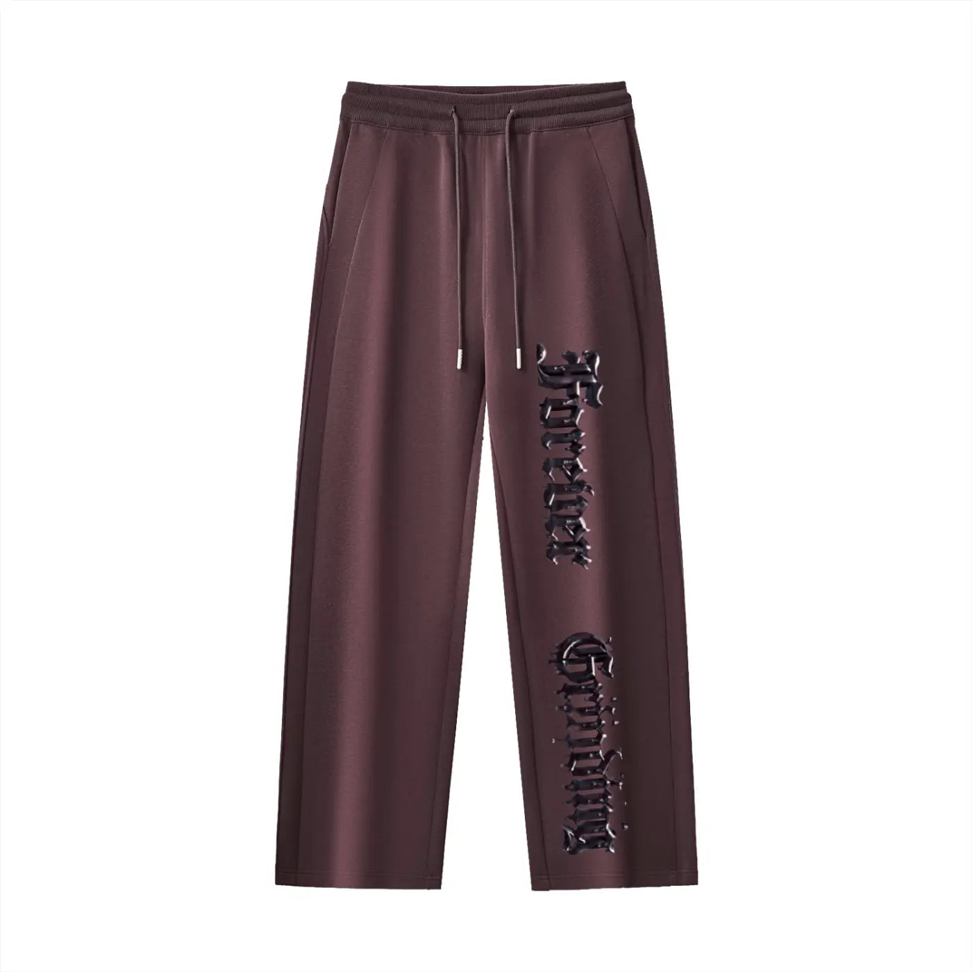 Dark Reddish Purple Essential Drawstring Straight-Leg Sweatpants ODMPOD
