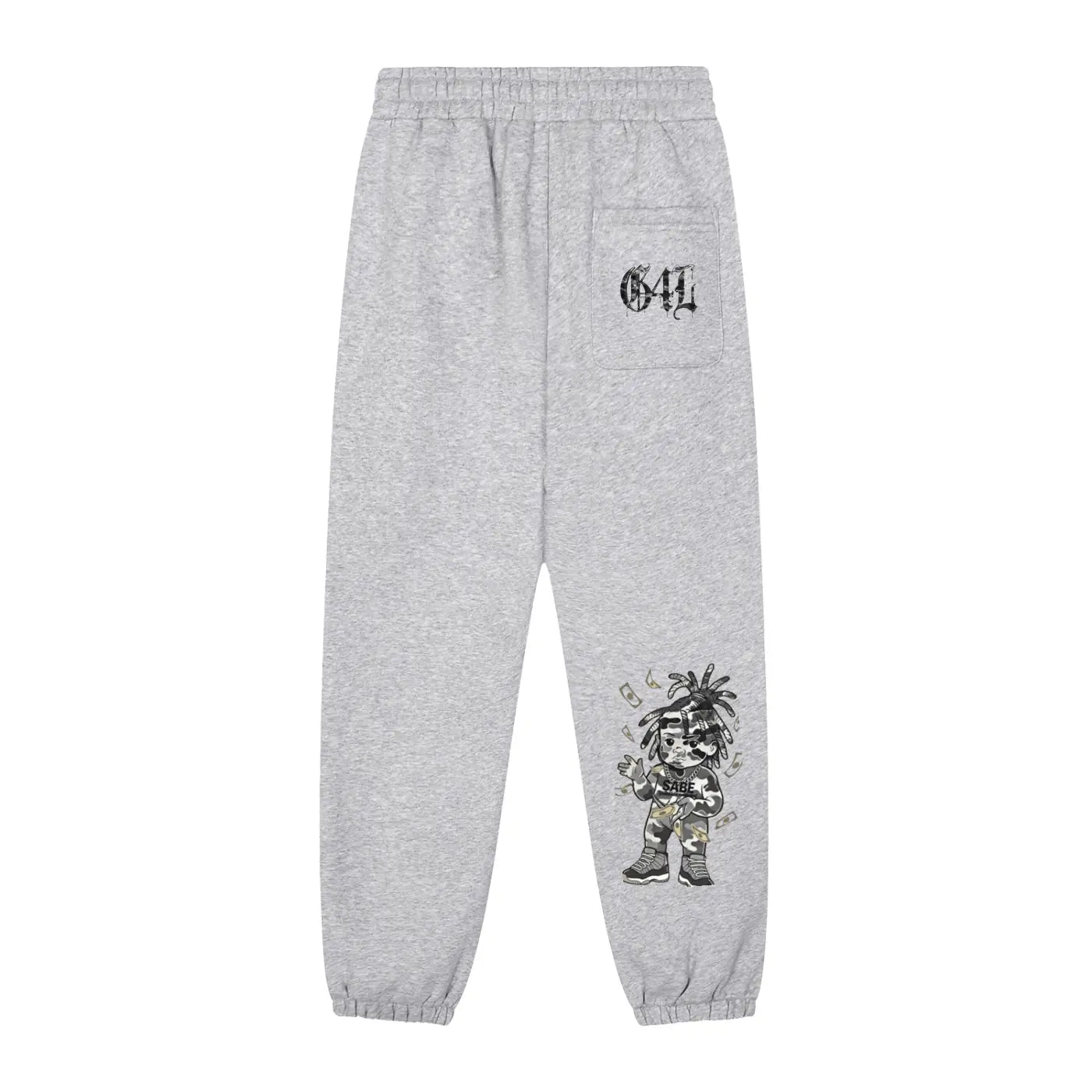 Flower Gray Sun Fade Contrast Tape Fleece Jogged Sweatpants ODMPOD