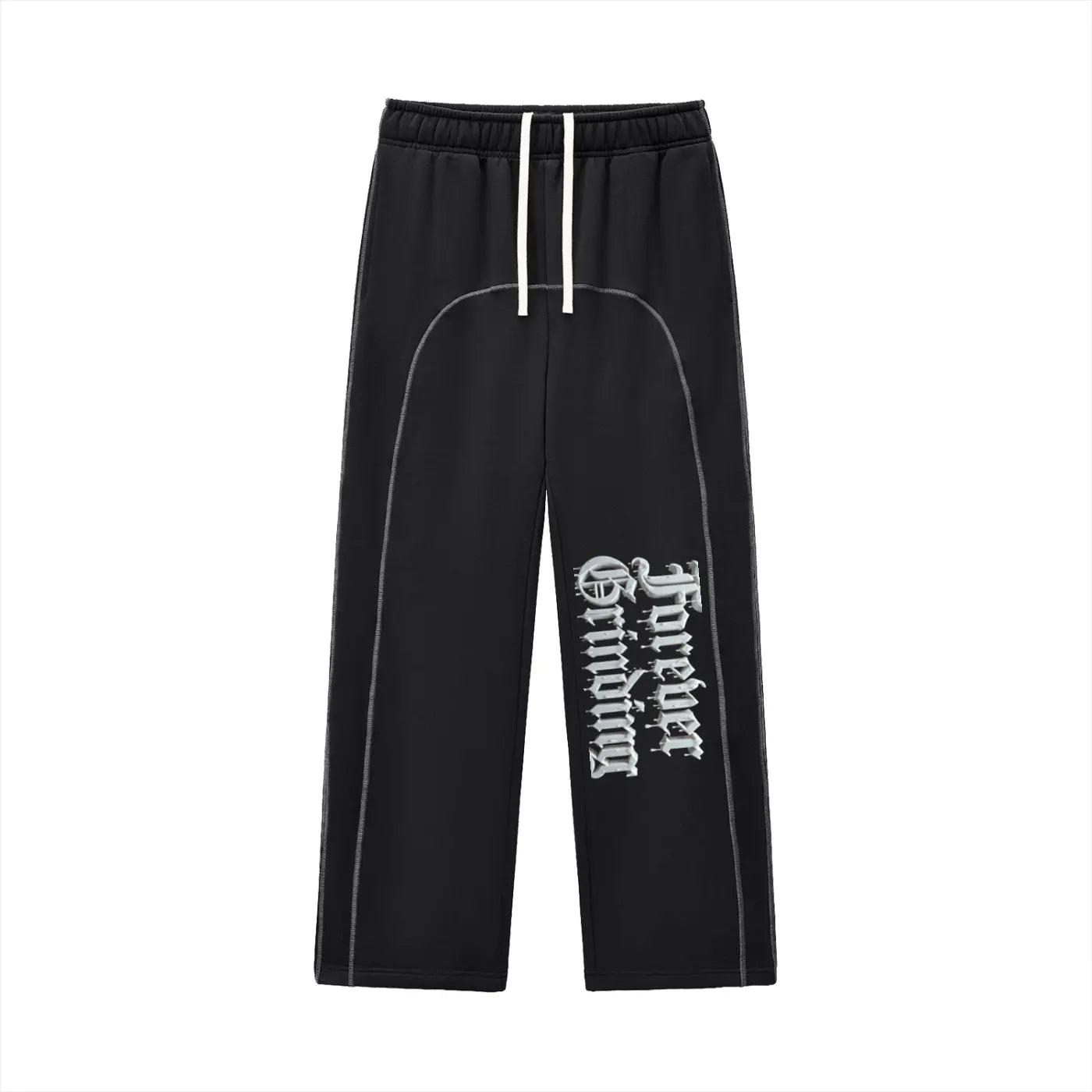 Black Contrast-Stitched Fleece Sweatpants ODMPOD