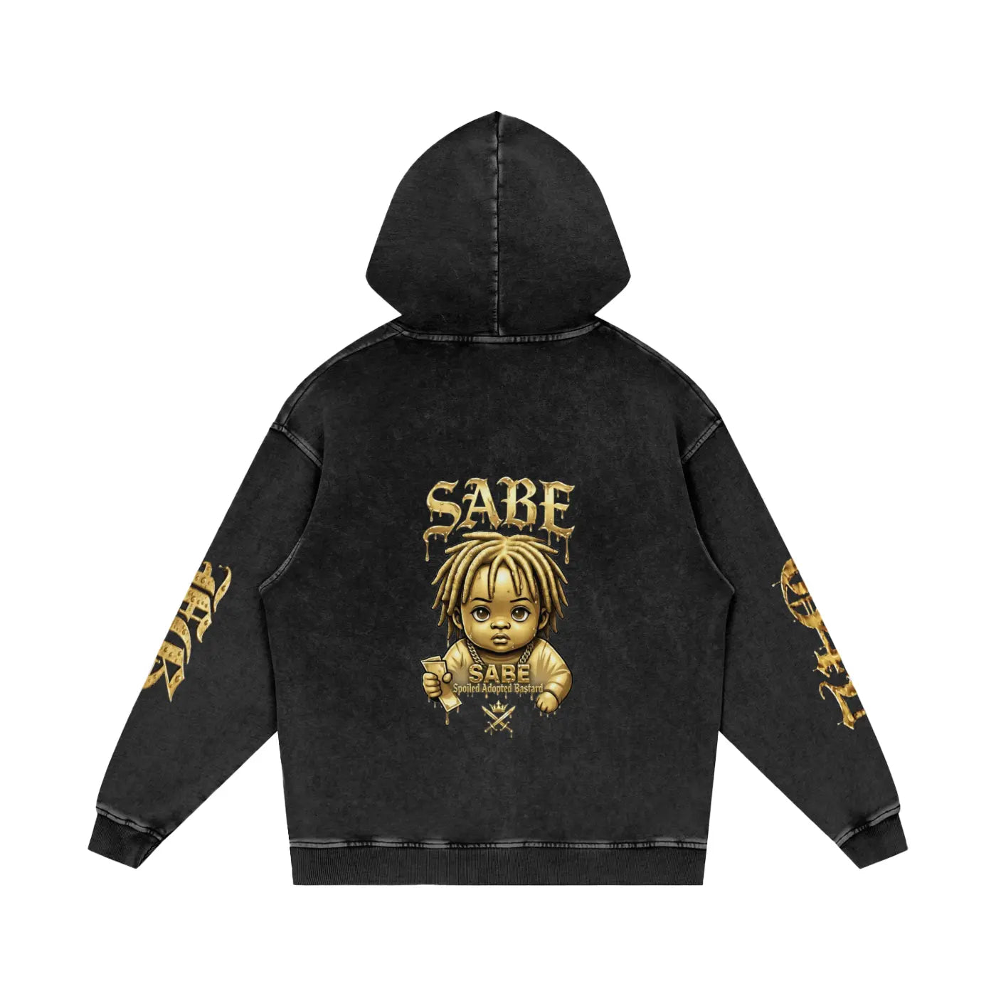 Black Beauty Snow Washed Loose Cotton Hoodie ODMPOD