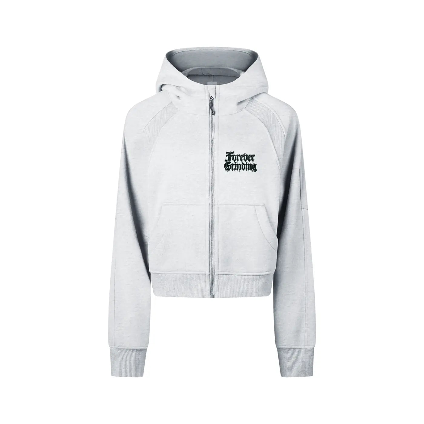 Cold Gray Cropped Zip-Through Hoodie ODMPOD