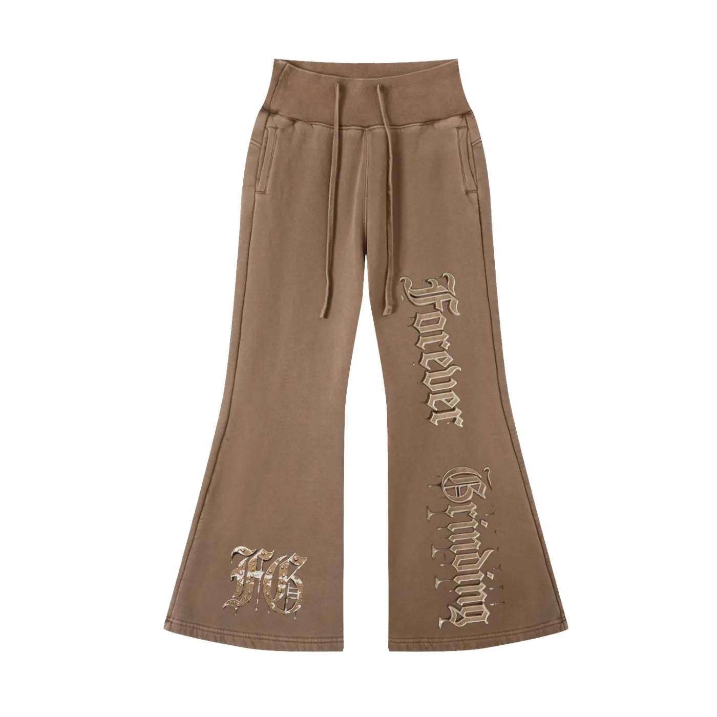 Coffee Brown Vintage Washed Flared Fleece Pants ODMPOD