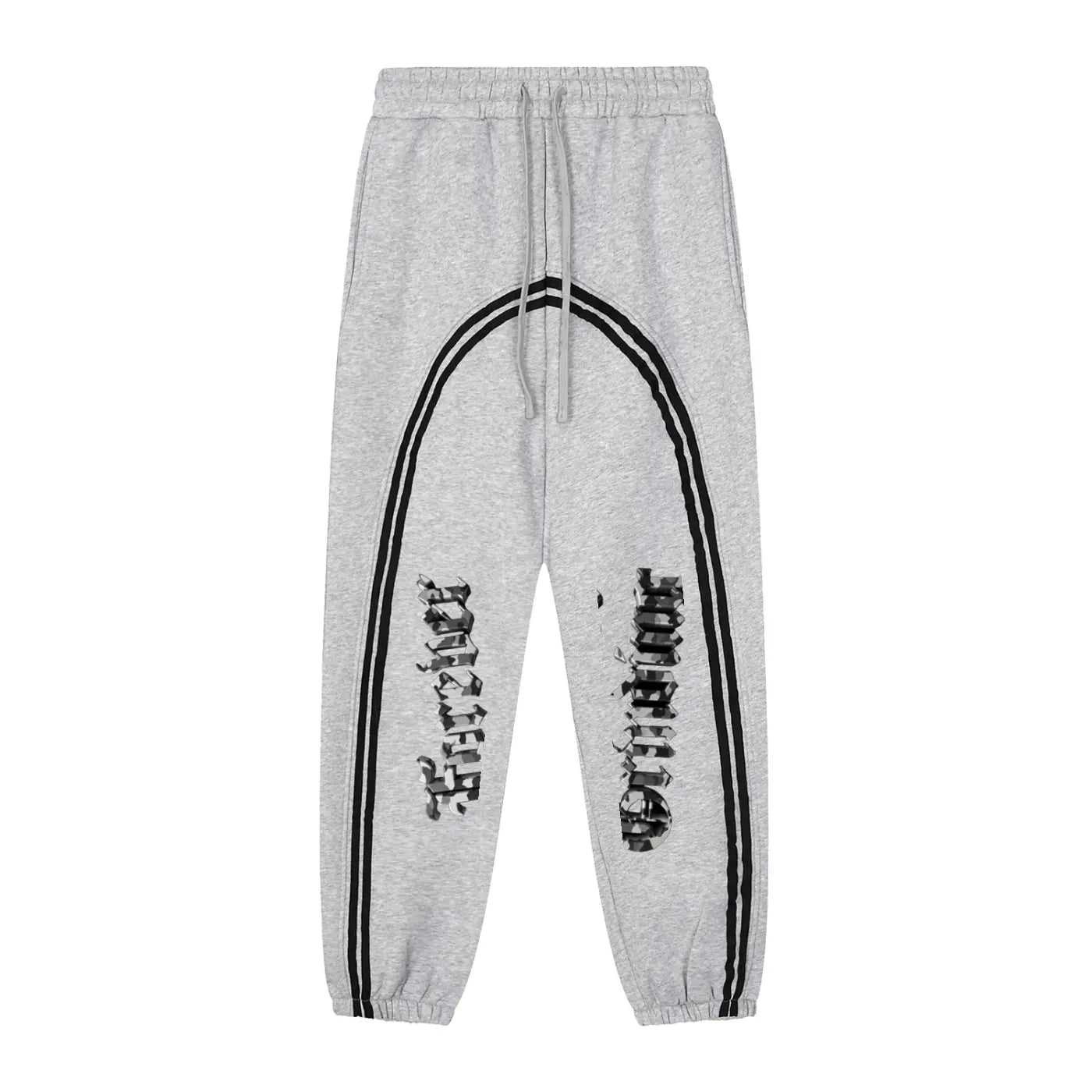 Flower Gray Sun Fade Contrast Tape Fleece Jogged Sweatpants ODMPOD