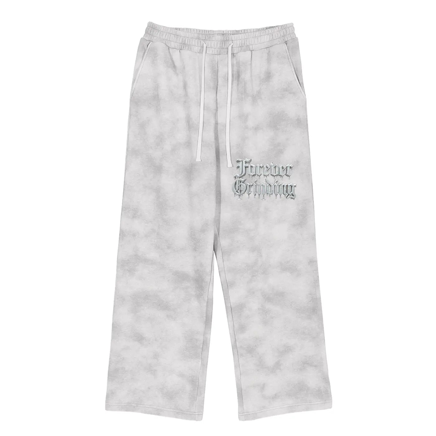 Flower Gray Dirty Washed Fleece Sweatpants ODMPOD