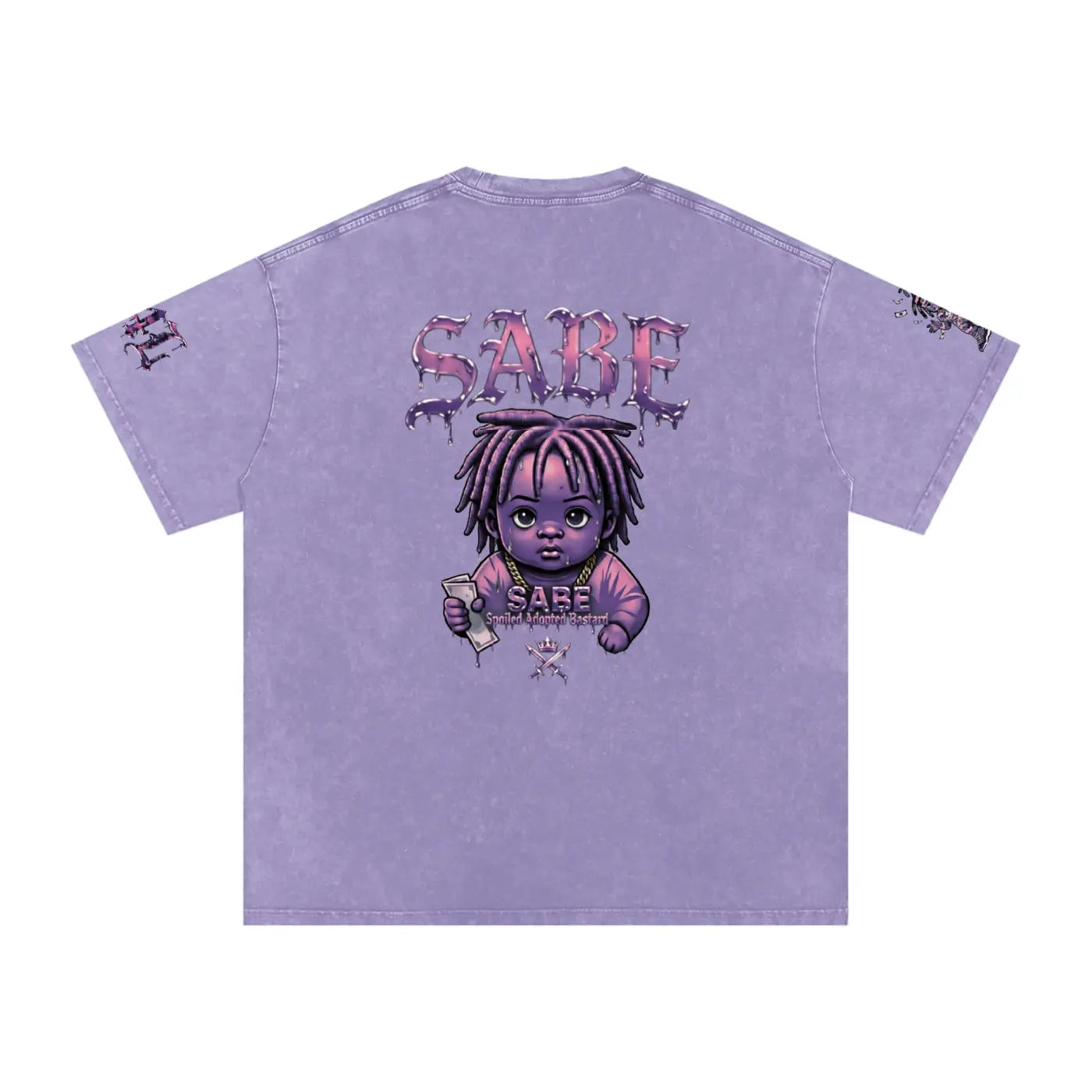 Light Purple Snow Washed Oversized Cotton T-Shirt ODMPOD