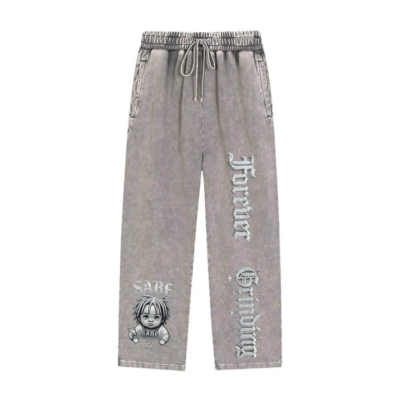 Light Gray Snow Wash Heavyweight Sweatpants ODMPOD