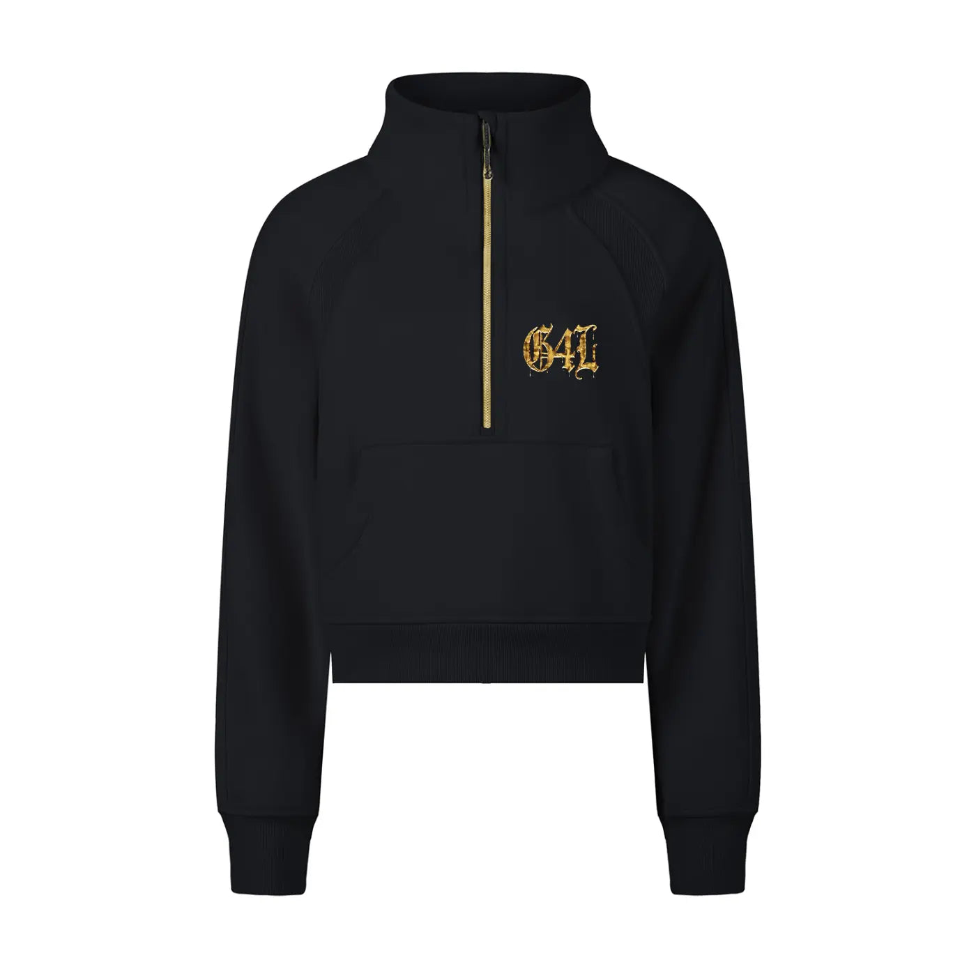 Black Cropped Half-Zip Sweatshirt ODMPOD