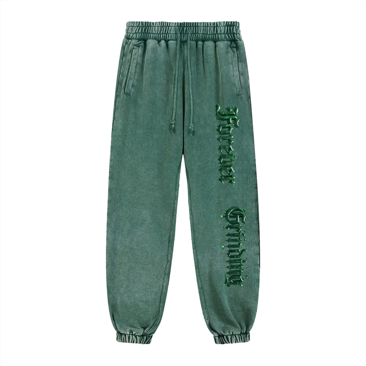 Blackish Green Snow Wash Heavyweight Jogged Sweatpants ODMPOD