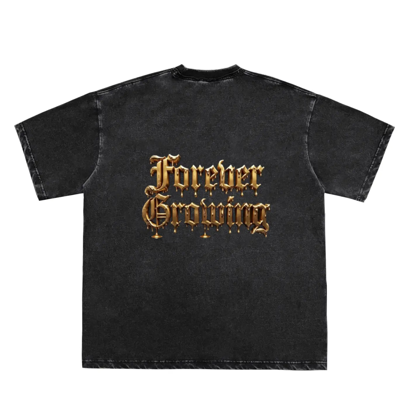 Black Snow Washed Raw-Edge Neckline T-Shirt ODMPOD