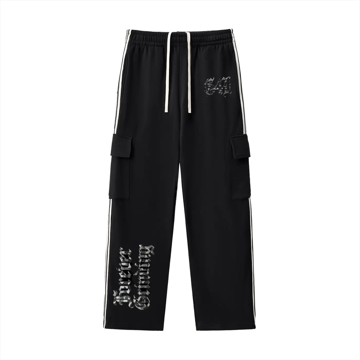 Black Side Stripe Straight-Leg Pants ODMPOD