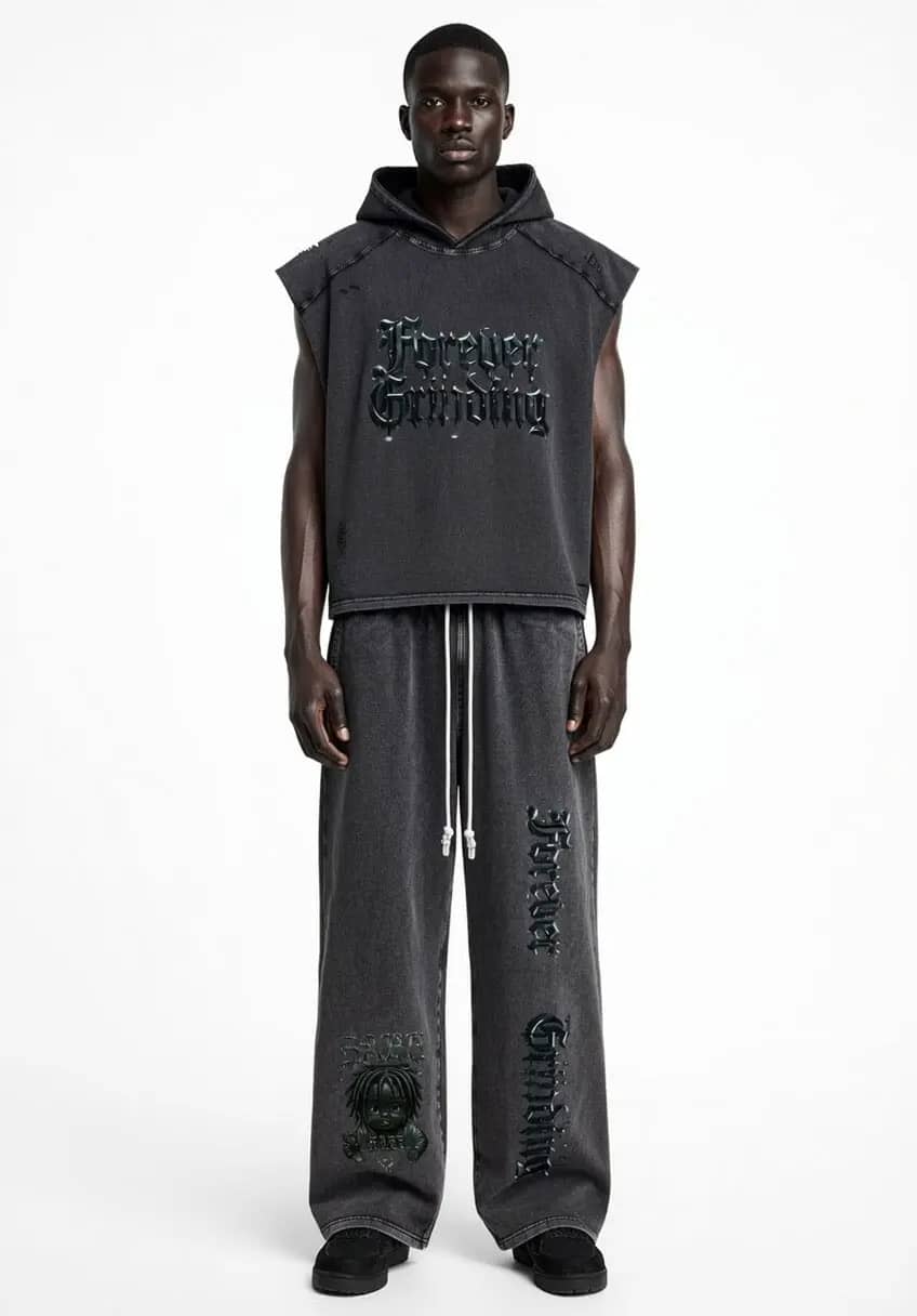 Black Snow Washed Hoody & Pants Forever Grinding