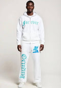 Teal Zip Hoodie and Stacked Pants Set - Forever Grinding