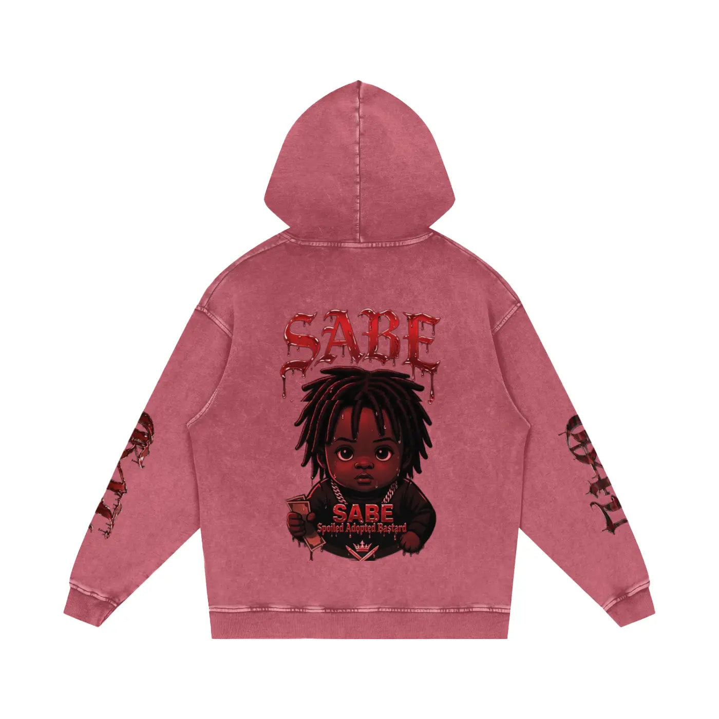 Dark Red Snow Washed Loose Cotton Hoodie ODMPOD