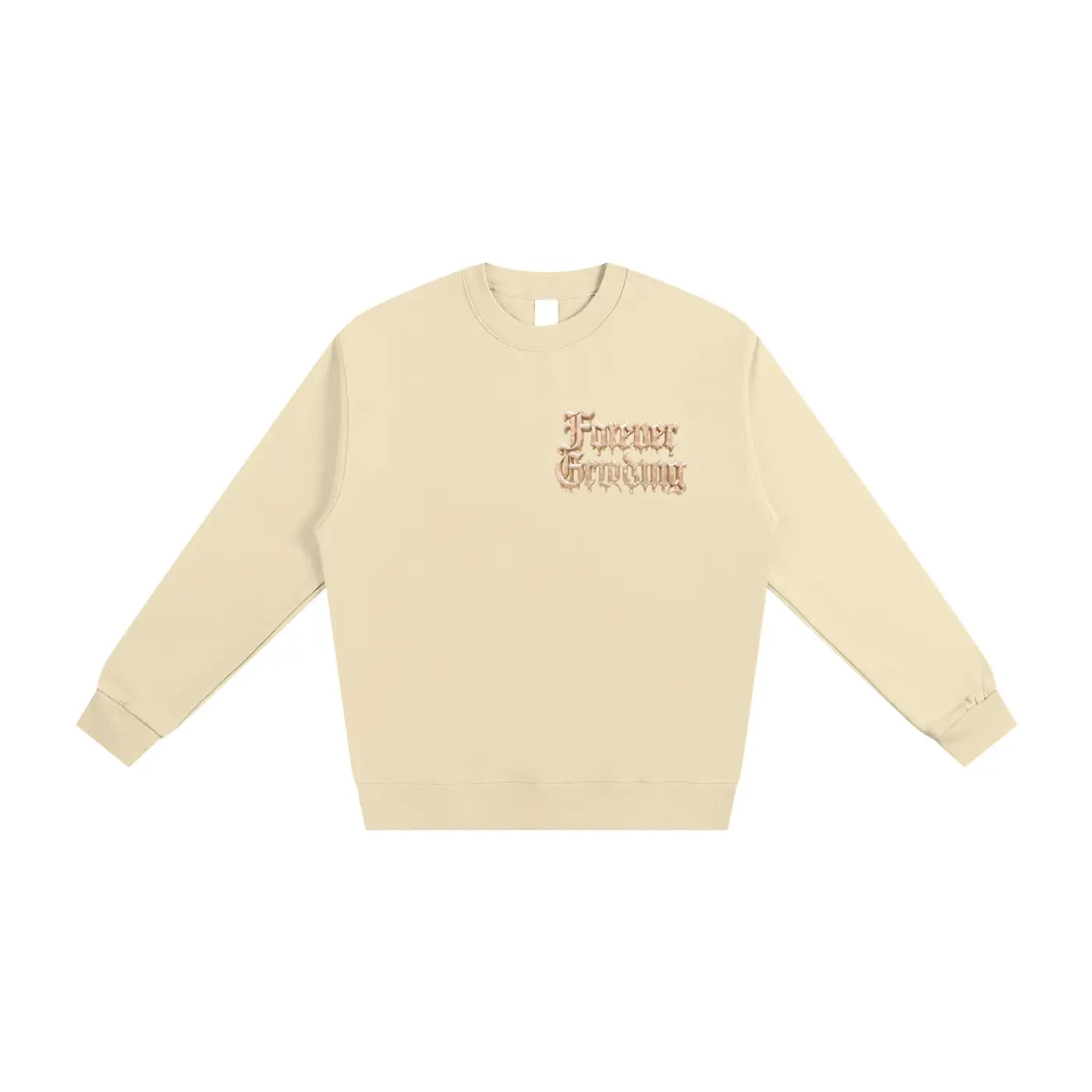 ODMPOD apricot heavyweight sweatshirt with long sleeves and graphic text on chest