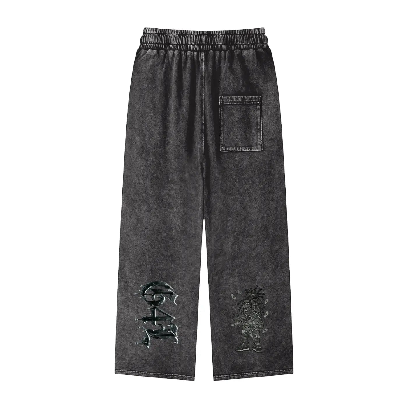 Black Snow Washed Straight Leg Pants ODMPOD
