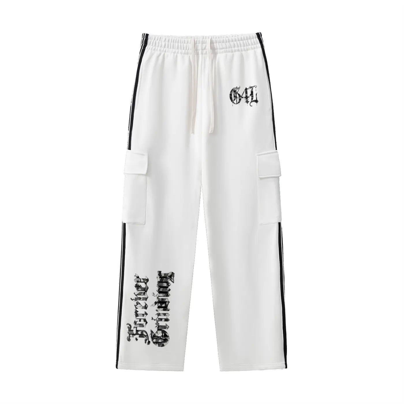White Side Stripe Straight-Leg Pants ODMPOD