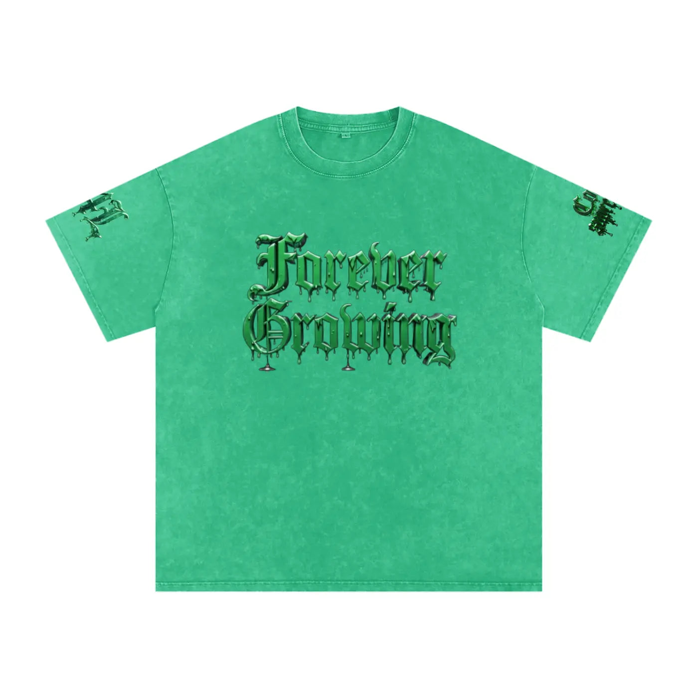 Grass Green Snow Washed Oversized Cotton T-Shirt ODMPOD