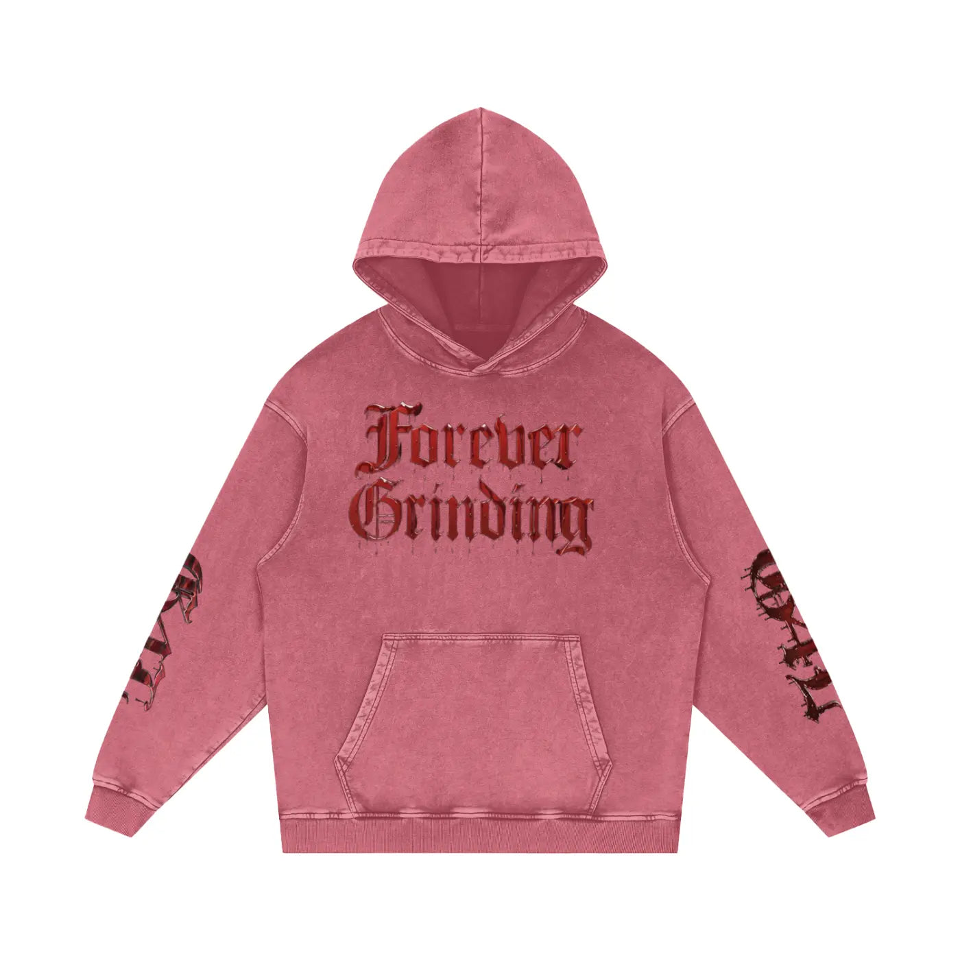 Dark Red Snow Washed Loose Cotton Hoodie ODMPOD