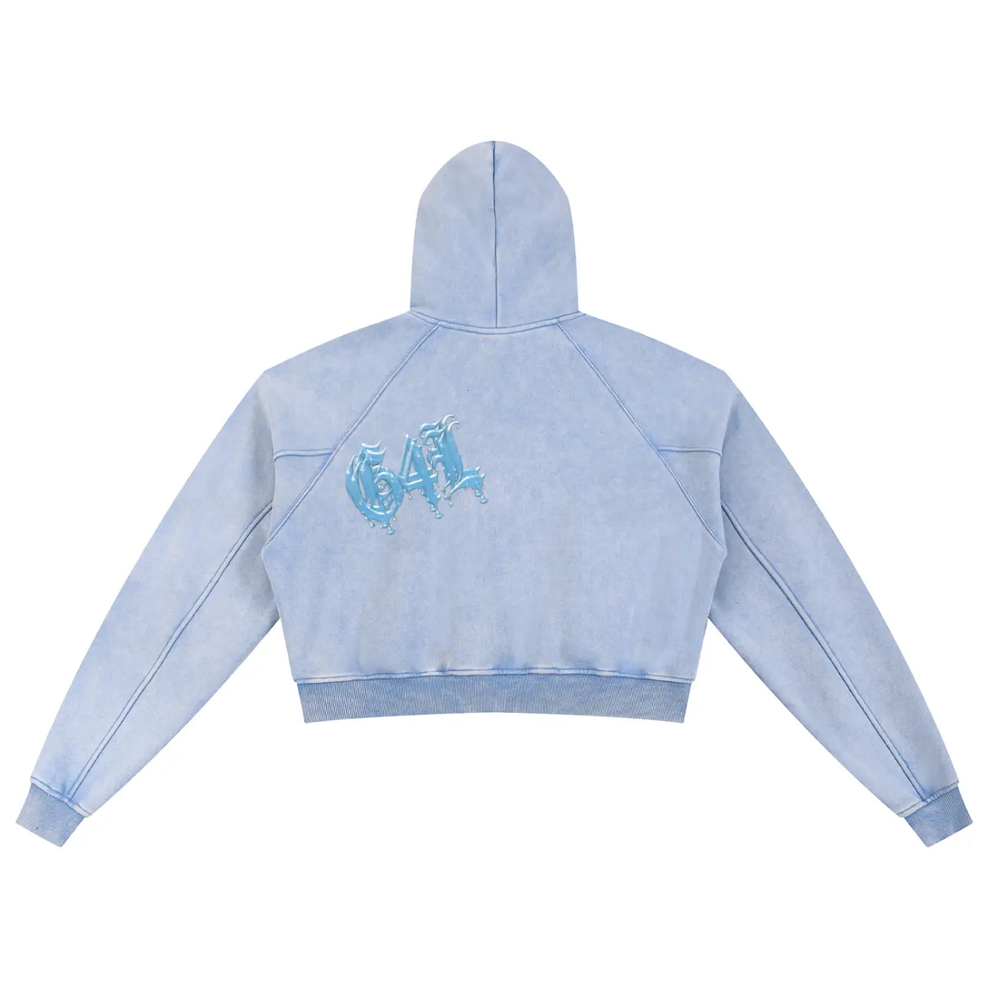 Blue Snow Washed Cropped Hoodie ODMPOD