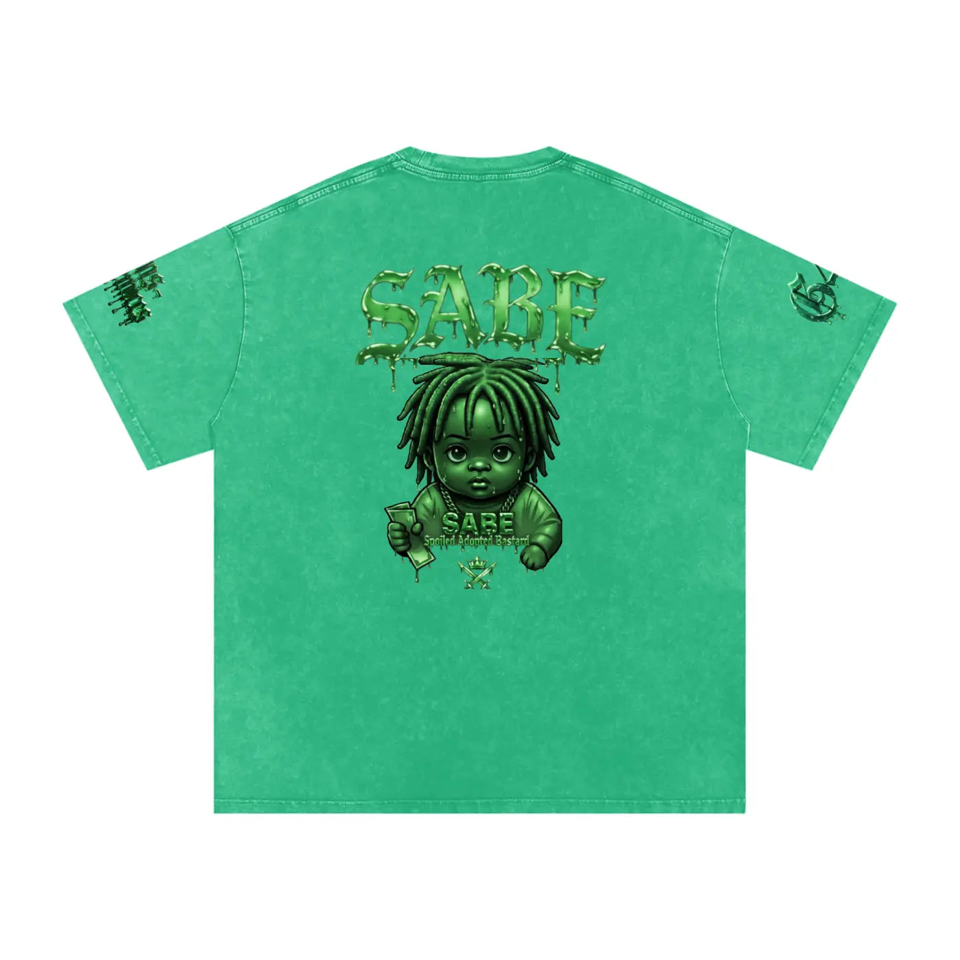 Grass Green Snow Washed Oversized Cotton T-Shirt ODMPOD