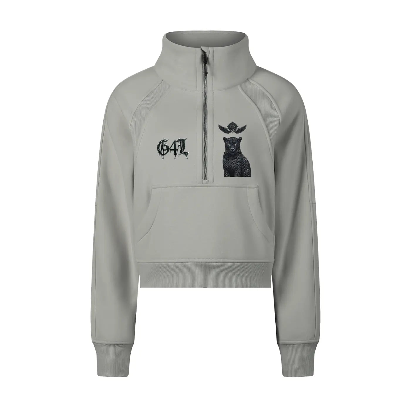 Light Gray Cropped Half-Zip Sweatshirt ODMPOD