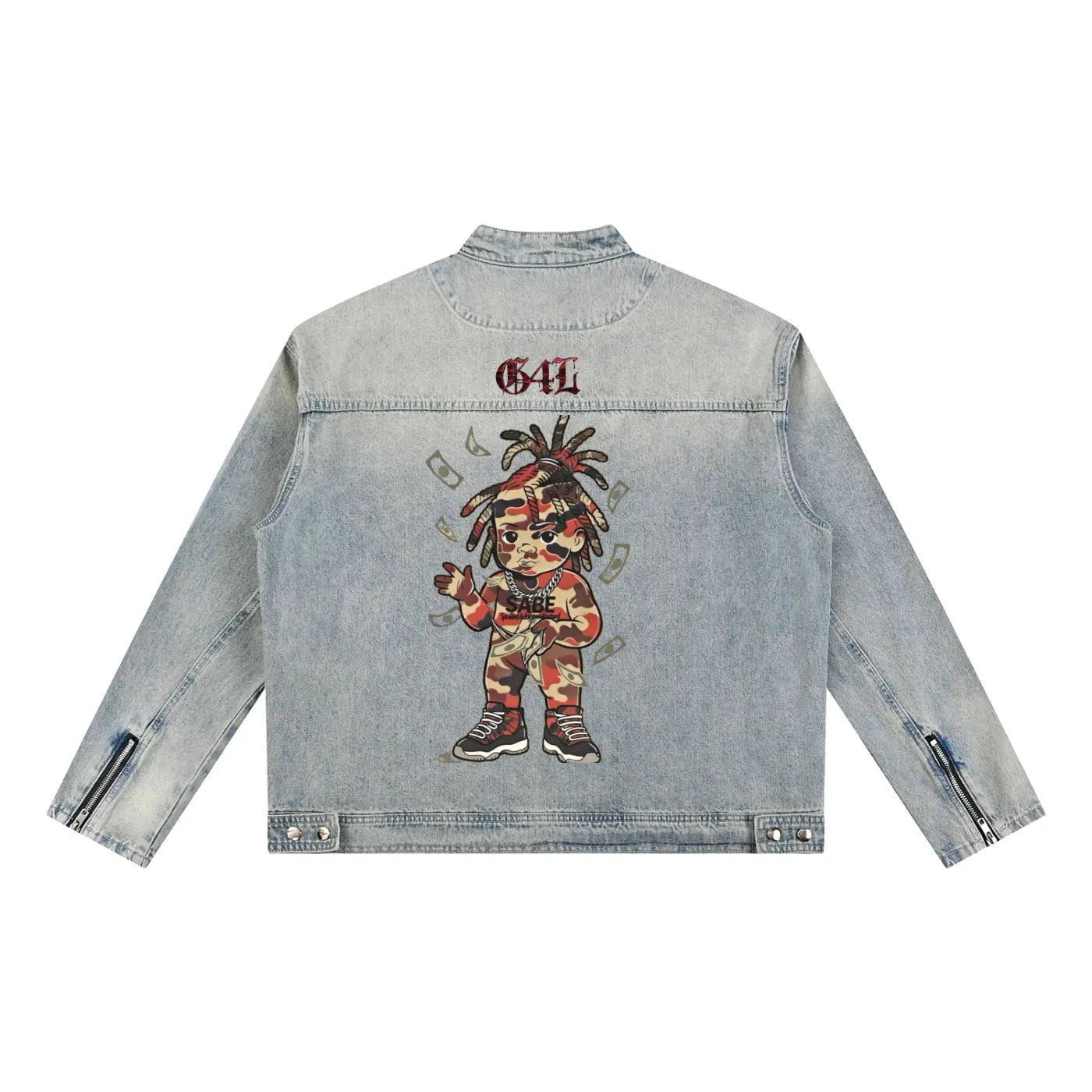 Blue Vintage Wash Zip Denim Jacket ODMPOD