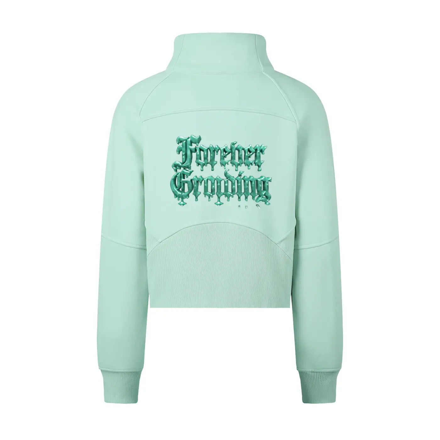 Aqua Green Cropped Half-Zip Sweatshirt ODMPOD