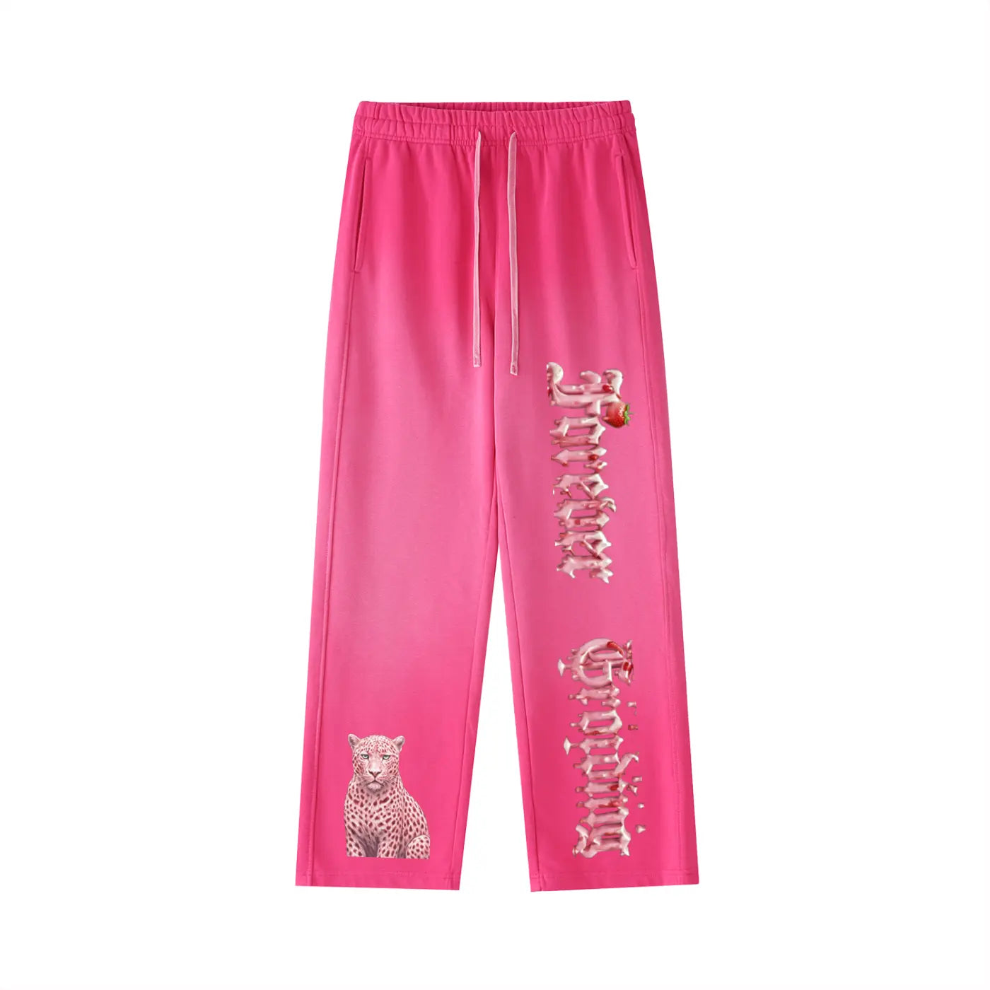 Rose Pink Vintage Washed Gradient Straight-Leg Sweatpants ODMPOD