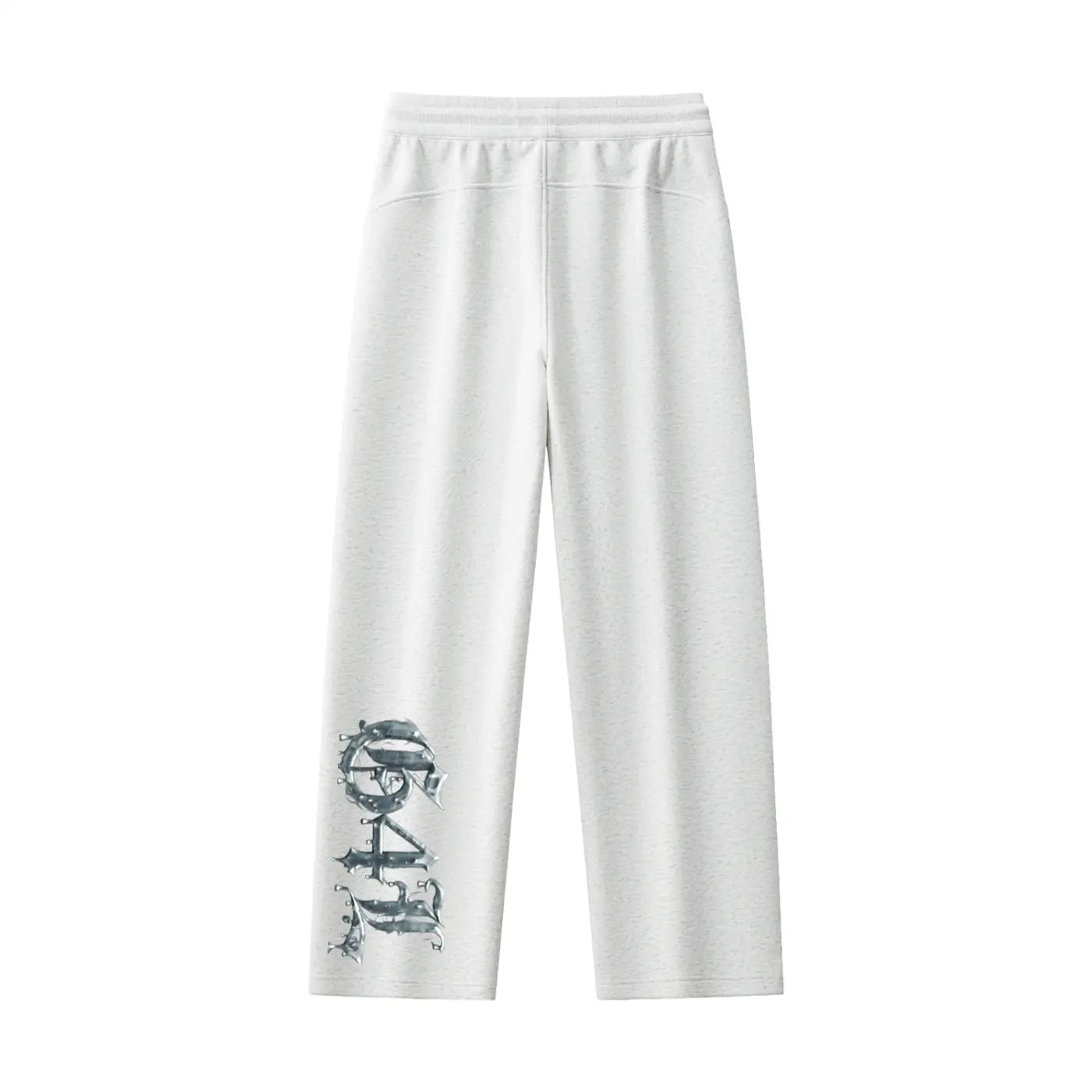 ODMPOD gray drawstring sweatpants for women with logo print on the leg in light gray color