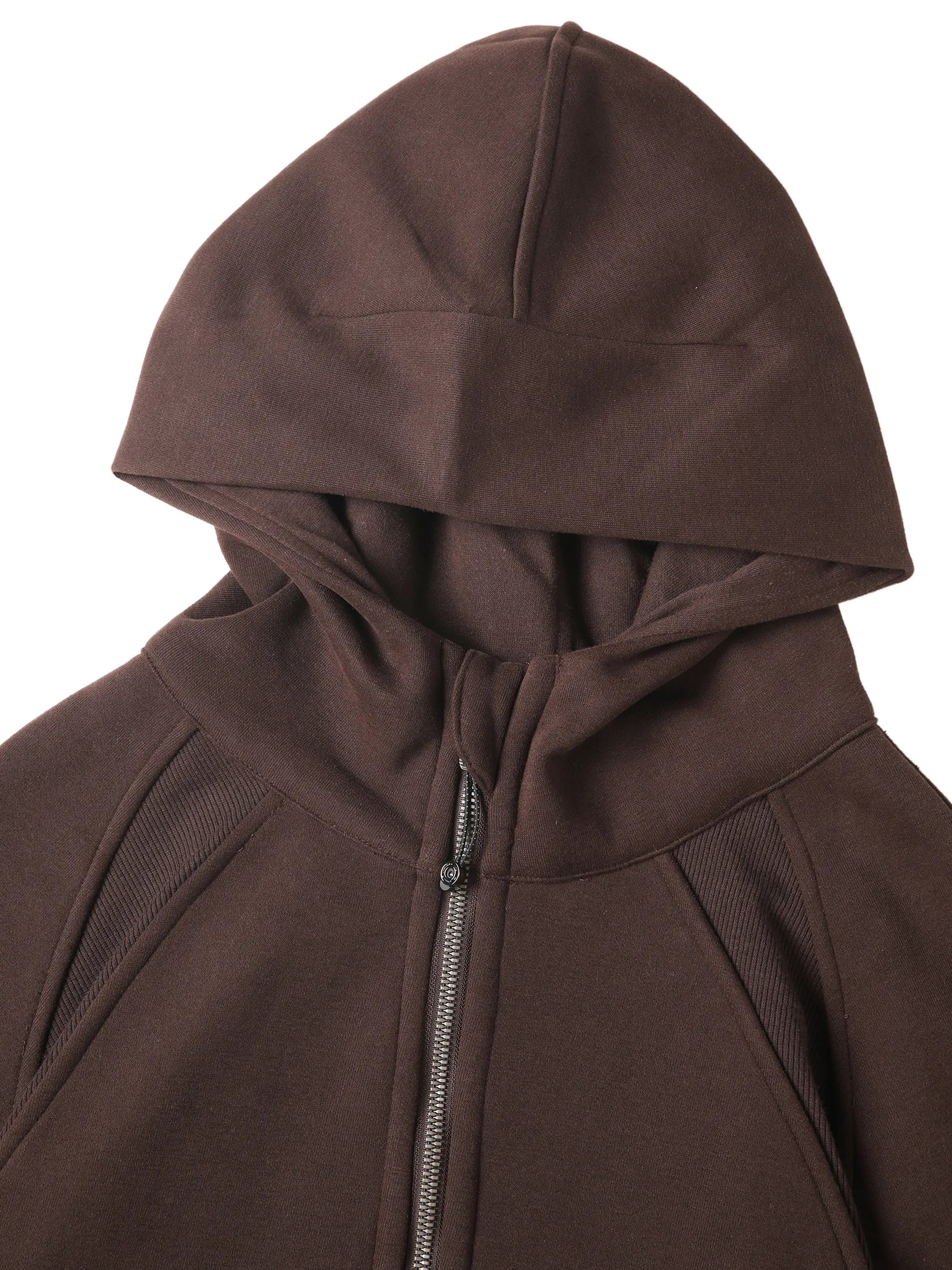 Coffee Brown Cropped Half-Zip Hoodie ODMPOD