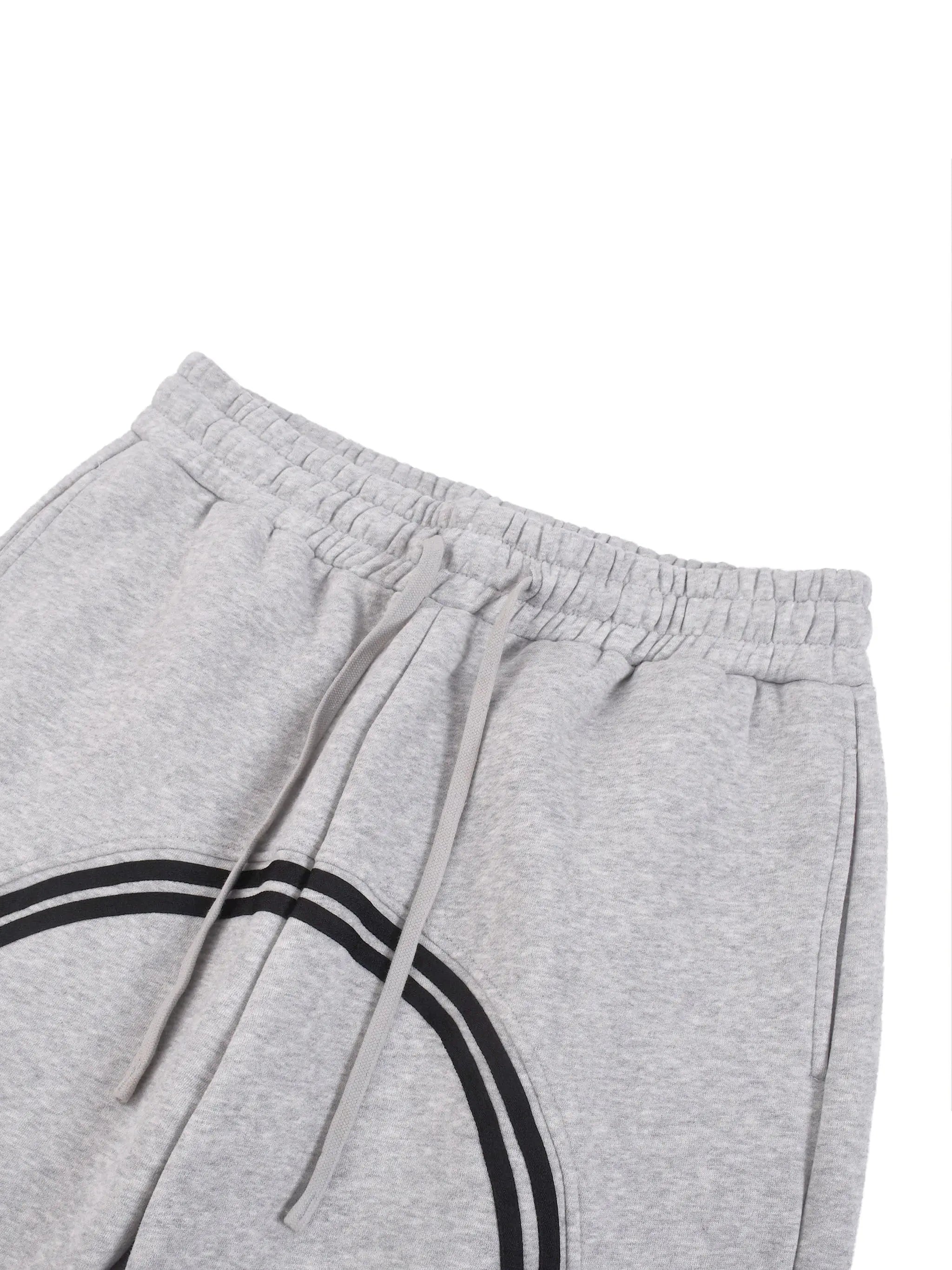 Flower Gray Sun Fade Contrast Tape Fleece Jogged Sweatpants ODMPOD