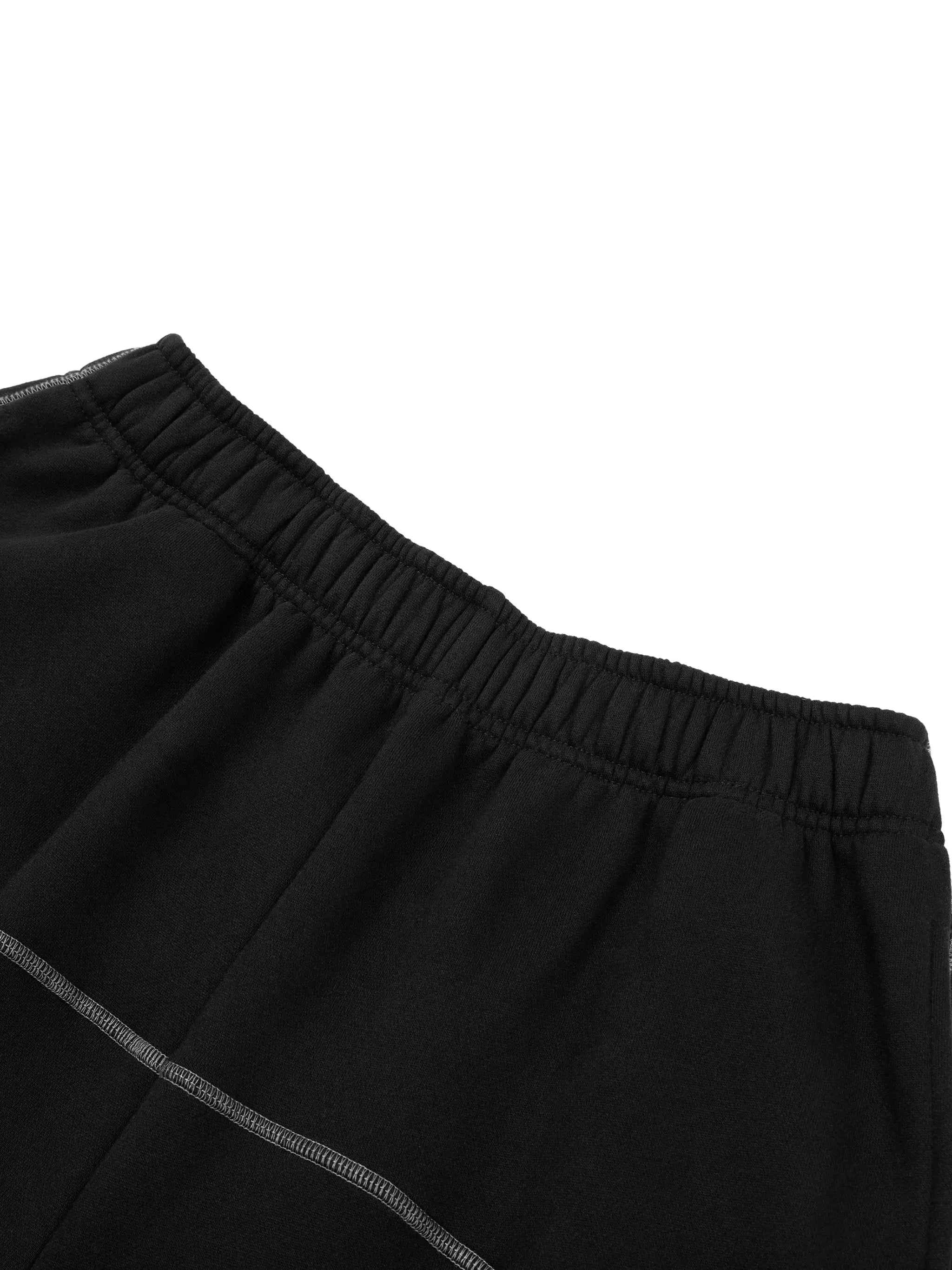 Black Contrast-Stitched Fleece Sweatpants ODMPOD