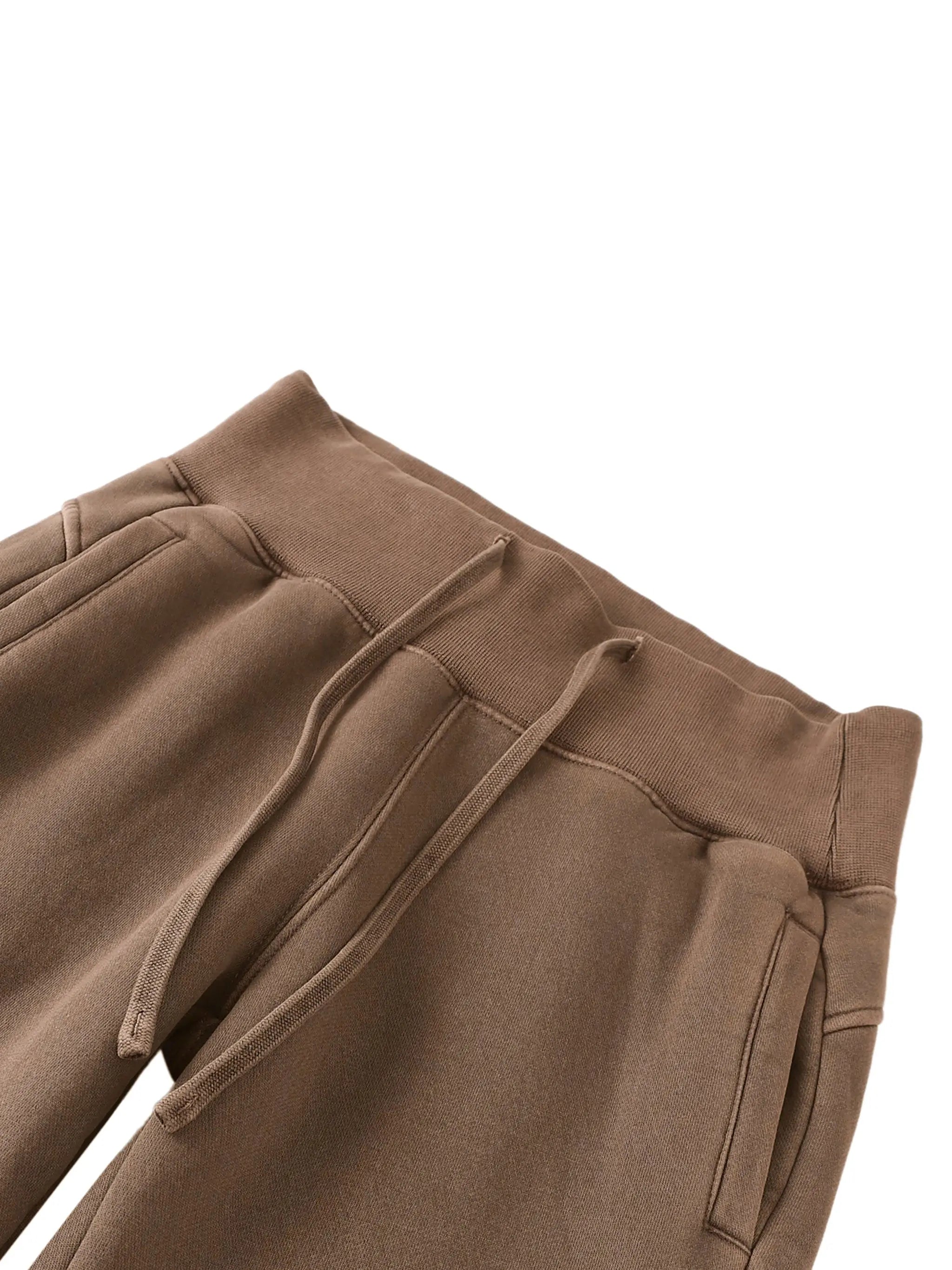 Coffee Brown Vintage Washed Flared Fleece Pants ODMPOD