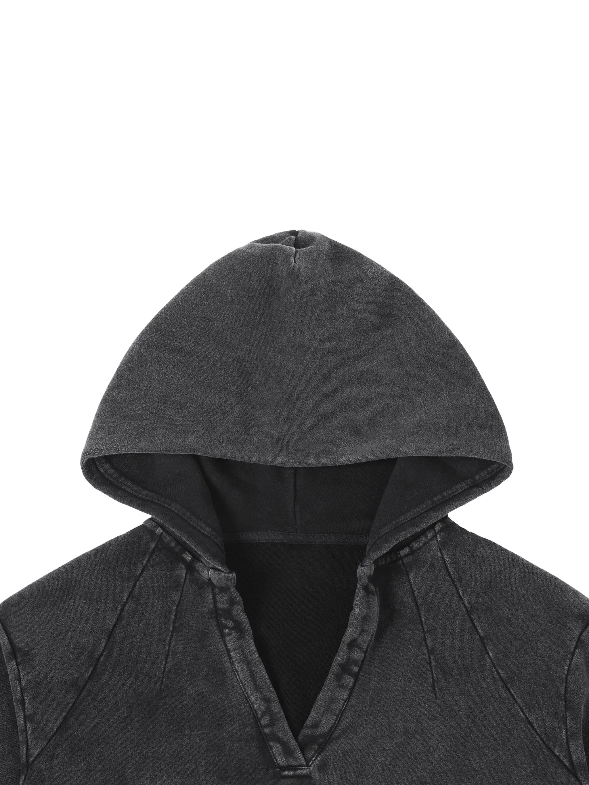 Black Vintage Washed Raw Edge Hoodie ODMPOD