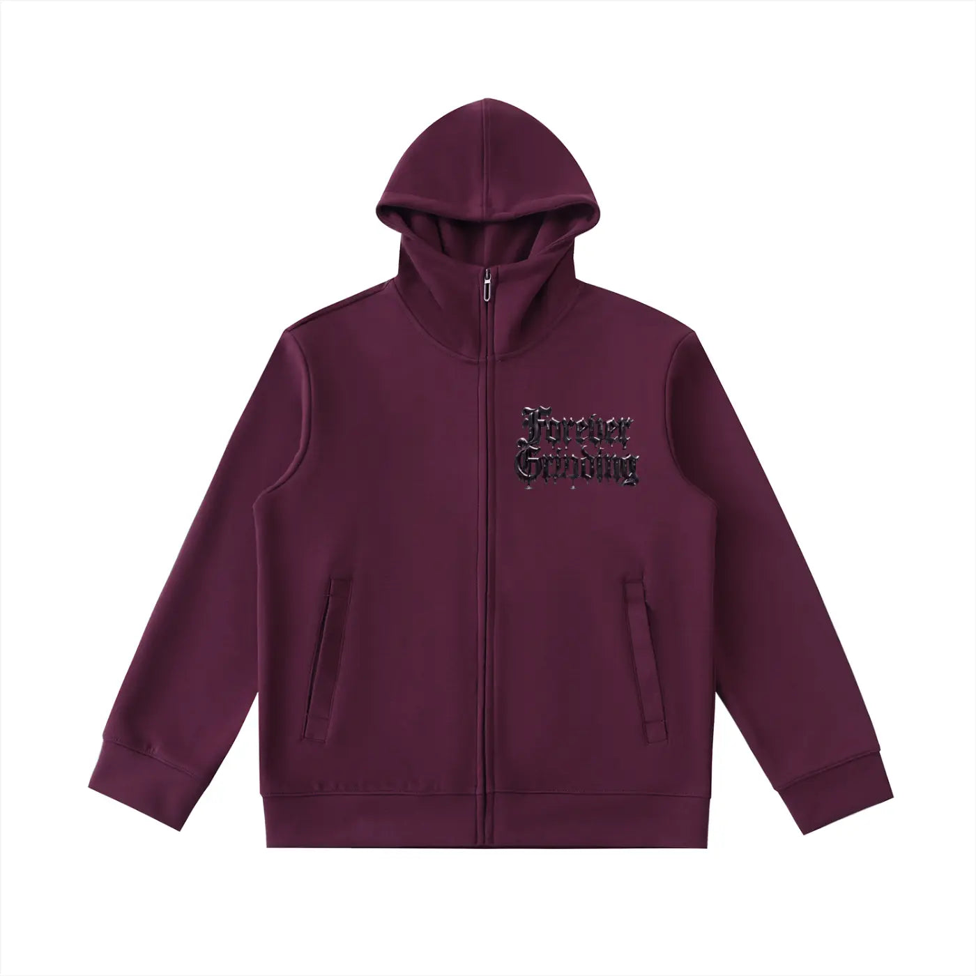 ODMPOD plum purple heavyweight hoodie with full zipper and front pockets